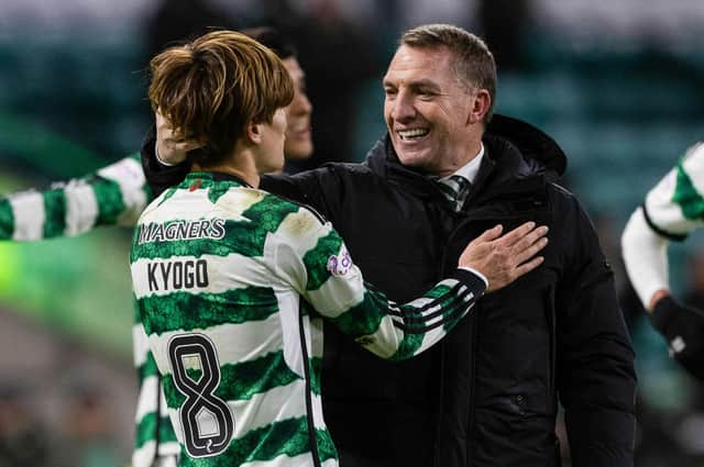 Celtic manager Brendan Rodgers will be without top scorer Kyogo Furuhashi for the duration of the Asian Cup. (Photo by Craig Williamson / SNS Group)