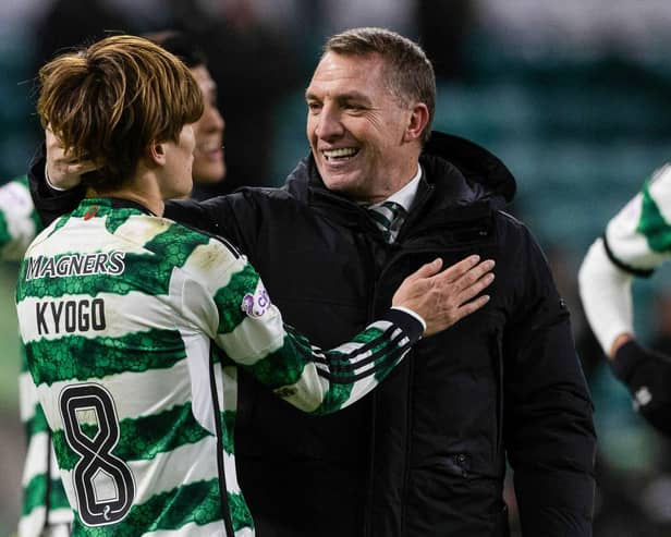 Celtic manager Brendan Rodgers will be without top scorer Kyogo Furuhashi for the duration of the Asian Cup. (Photo by Craig Williamson / SNS Group)