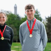 University of Stirling duo Lorna McClymont and George Cannon show off their medals for winning the British Universities and Colleges (BUCS) Tour Order of Merits. Picture: Mark Ferguson/University of Stirling.