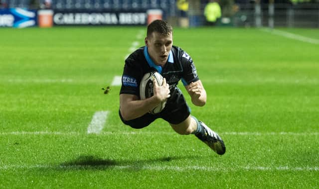 Mark Bennett scores a try for Glasgow Warriors against Edinburgh at Murrayfield in 2015. Picture: Gary Hutchison/SNS