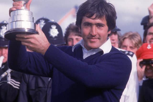 Seve Ballesteros holds aloft the Claret Jug. He won the Open three times. Picture: Steve Powell/Allsport