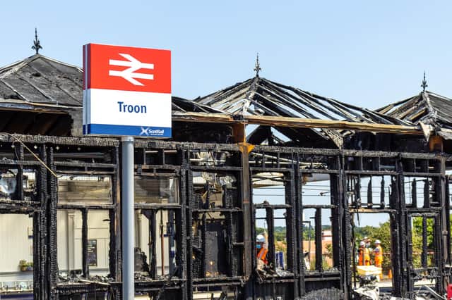 Troon train station following the serious fire damage on Saturday (Photo: Network Rail).