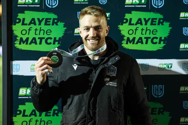 Kyle Steyn was named player of the match for his two-try display in Glasgow Warriors' 42-10 win over Benetton in the BKT United Rugby Championship. (Photo by Ross MacDonald / SNS Group)
