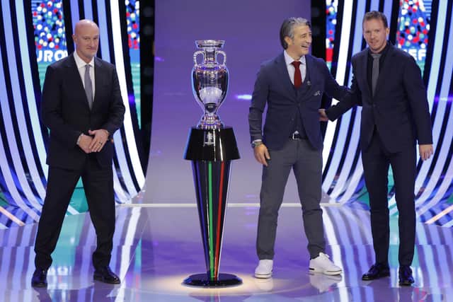 (L to R) Hungary's head coach Marco Rossi, Switzerland's head coach Murat Yakin and Germany's head coach Julian Nagelsmann - Scotland's opponents in Group A.