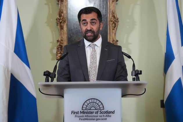 Humza Yousaf speaks during a press conference at Bute House, his official residence in Edinburgh where he said he will resign as SNP leader and Scotland's First Minister. Picture: Andrew Milligan/PA Wire