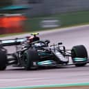 Valtteri Bottas, pictured, and George Russell exchanged obscenities after their high-speed collision in Sunday’s Emilia-Romagna Grand Prix. Picture: Lars Baron/Getty Images