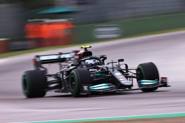 Valtteri Bottas, pictured, and George Russell exchanged obscenities after their high-speed collision in Sunday’s Emilia-Romagna Grand Prix. Picture: Lars Baron/Getty Images