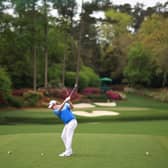 Bob MacIntyre of Scotland plays his shot from the 12th tee during the second round of the Masters at Augusta National Golf Club. Picture: Mike Ehrmann/Getty Images.