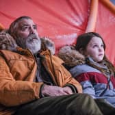 George Clooney and Caoilinn Springall in The Midnight Sky PIC: Philippe Antonello/Netflix