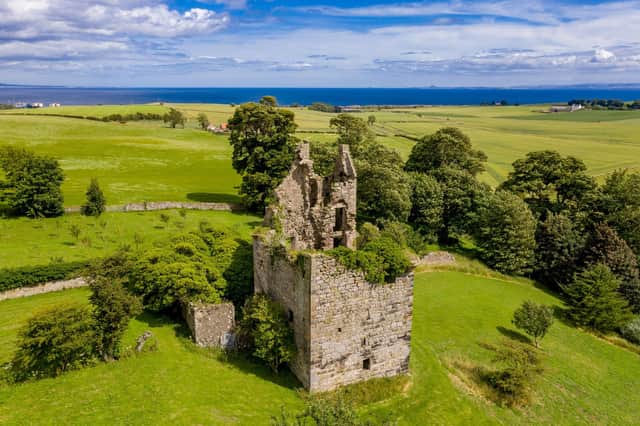 The 15th Century ruined castle has a tennis court.