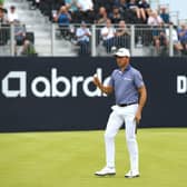 Justin Thomas acknowledges the crowd after finishing his round at The Renaissance Club. Picture: Luke Walker/Getty Images.