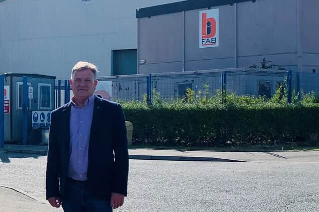 David Torrance MSP outside the BiFab yard at Burntisland