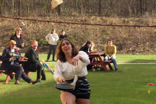 Staff from London Electricity based at Doxford did a special fund raising pancake race for the Echo Scanner of Hope Appeal in 1998.