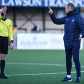 Kenny Miller sent off at the end of the game by referee Colin Steven. (Picture Michael Gillen)