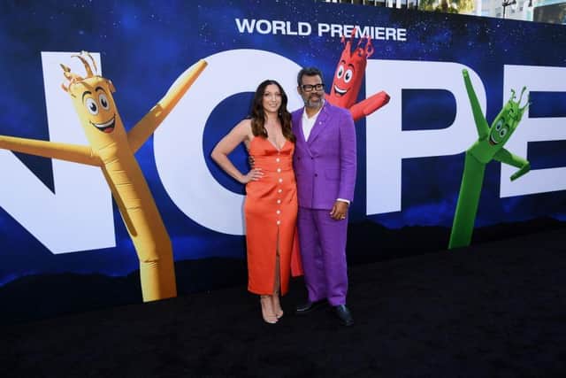 Chelsea Peretti and Jordan Peele attend the world premiere of Universal Pictures' "NOPE" at TCL Chinese Theatre on July 18, 2022 in Hollywood, California. (Photo by JC Olivera/Getty Images)