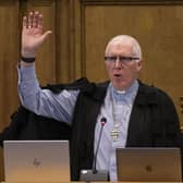 The Right Reverend Dr Martin Fair, Moderator of the General Assembly, overseeing proceedings during the General Assembly of the Church of Scotland at The Mound in Edinburgh.