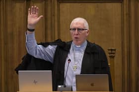 The Right Reverend Dr Martin Fair, Moderator of the General Assembly, overseeing proceedings during the General Assembly of the Church of Scotland at The Mound in Edinburgh.