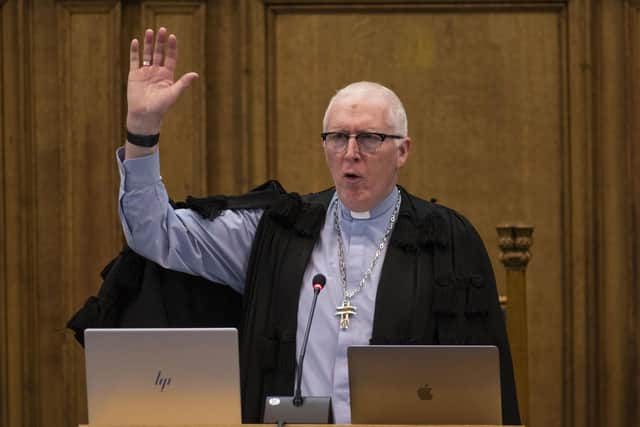 The Right Reverend Dr Martin Fair, Moderator of the General Assembly, overseeing proceedings during the General Assembly of the Church of Scotland at The Mound in Edinburgh.