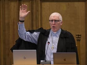 The Right Reverend Dr Martin Fair, Moderator of the General Assembly, overseeing proceedings during the General Assembly of the Church of Scotland at The Mound in Edinburgh.
