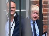 Britain's Prime Minister Boris Johnson (right) and his former special advisor Dominic Cummings leave from the rear of Downing Street in central London. The photo was taken on September 3, 2019, while Mr Cummings was still in post. Picture: Daniel Leal/AFP via Getty Images