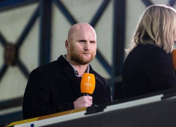 Former Celtic forward John Hartson on BT punditry duties during a UEFA Europa League Group D match between Rangers and Benfica at Ibrox Stadium, on November 26, 2020, in Glasgow, Scotland. (Photo by Alan Harvey / SNS Group)