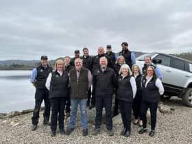 (L-R back row) Team members Cameron Allan, Mathew Munro, Ruaraidh Carmichael, Daryn Smith, Alan Robertson, Alan Rooke, Christina Simpson, Sandy Allan, Liz Hepburn, Dave Morrison and Tracey Valentine. (L-R front row) Louise Nowell, Graham Clark, Will Cox and Beverley Large.