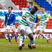 Odsonne Edouard nets his first of two goals as Celtic fought back from a goal down to beat St Johnstone. Picture: SNS