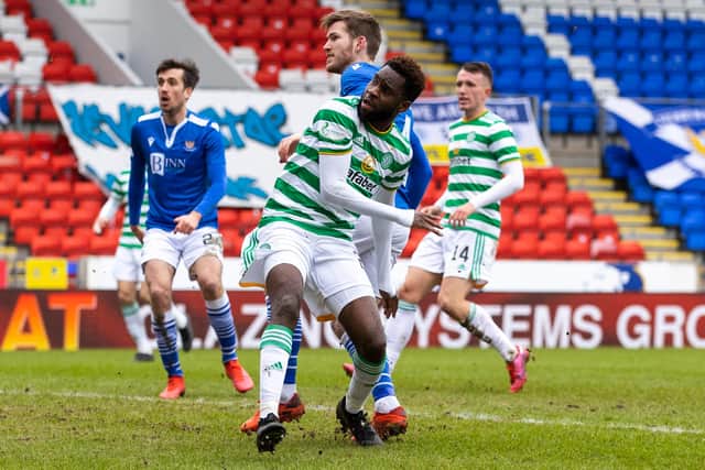 Odsonne Edouard nets his first of two goals as Celtic fought back from a goal down to beat St Johnstone. Picture: SNS