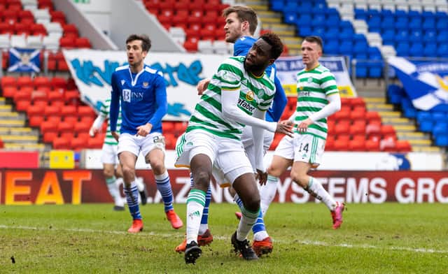 Odsonne Edouard nets his first of two goals as Celtic fought back from a goal down to beat St Johnstone. Picture: SNS