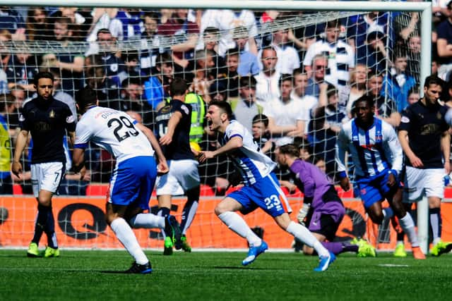 22-05-2016. Picture Michael Gillen. Kilmarnock first goal, Greg Kiltie 23.