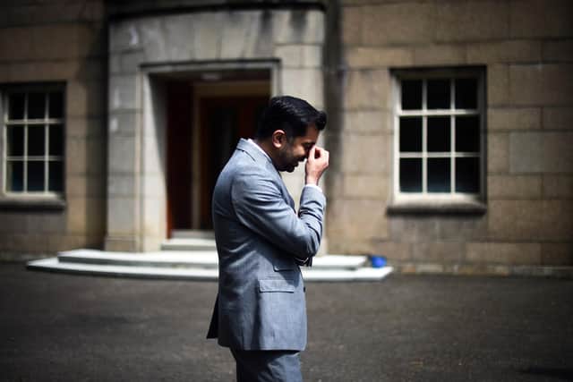 First Minister Humza Yousaf reacts during an interview as he visits SSE's hydro-electric power station on Loch Sloy. Picture: Pool/Getty Images