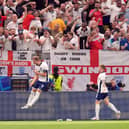 Harry Kane celebrates one of his goals at Euro 2024. Cr: Martin Rickett