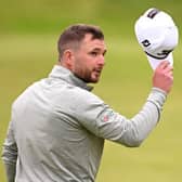 Michael Stewart acknowledges the crowd on the 18th green during the third round of the 151st Open at Royal Liverpool last month. Picture: Ross Kinnaird/Getty Images.