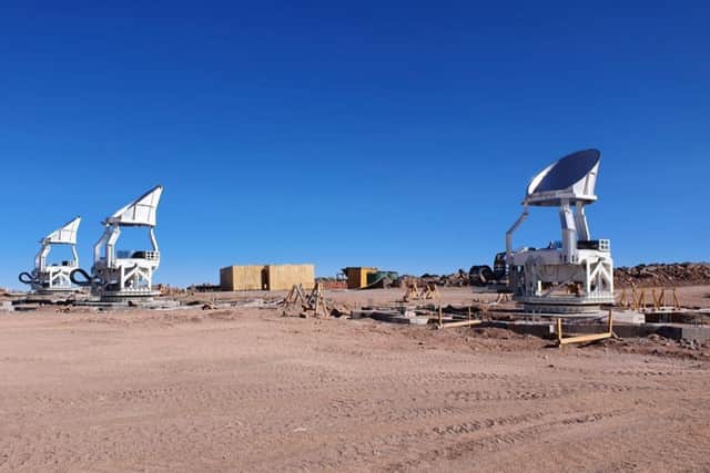 Three small aperture telescope platforms following their recent installation at the Simons Observatory (SO) site in the Atacama Desert in Chile. Issue date: Monday October 17, 2022.