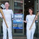 Stephen and Roselyn Bruce with their Olympic torches as they help promote the fundraising film.