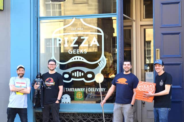 Ben (communications and tech), Fin (co-founder), Pat (co-founder) and Tom (general manager) from Pizza Geeks