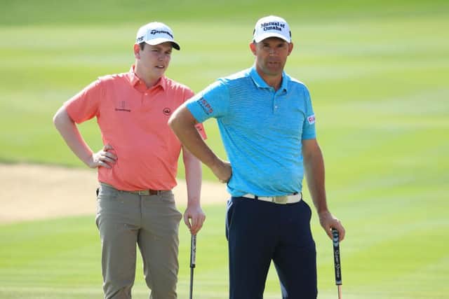 Bob Macintyre and Padraig Harrington played together during the Abu Dhabi HSBC Championship at Abu Dhabi Golf Club in January. Picture: Andrew Redington/Getty Images.