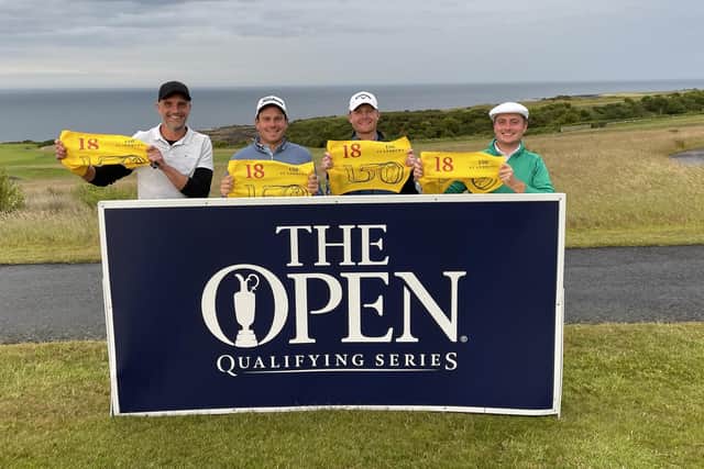 Robert Dinwiddie, far left, with fellow Open qualifiers Lars Van Miejel, Alex Wrigley and David Carey at Fairmont St Andrews. Picture: R&A.