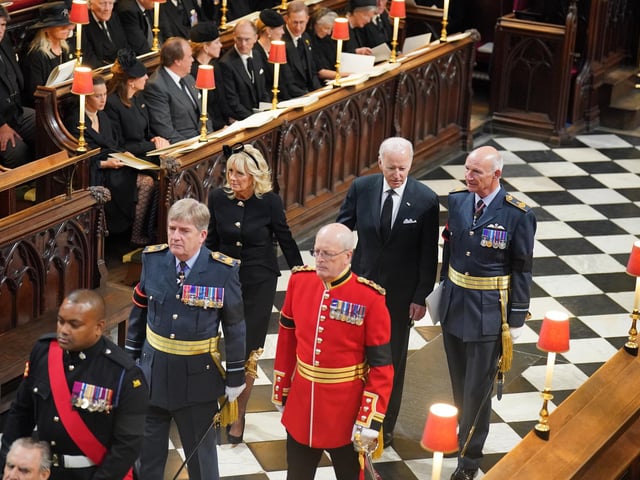 US President Joe Biden and First Lady Jill Biden arrive at the State Funeral of Queen Elizabeth II, held at Westminster Abbey, London. Picture date: Monday September 19, 2022.