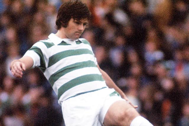 Celtic's Pat McCluskey in action in season 1974/1975.