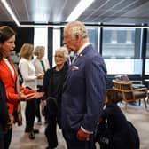 BBC journalists Clive Myrie and Lyse Doucet meet King Charles, then Prince of Wales, in April this year (Picture: Hannah McKay/WPA pool/Getty Images)