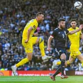 Ukraine's Andriy Yarmolenko scores to make it 1-0 during a FIFA World Cup Play-Off Semi Final between Scotland and Ukraine at Hampden Park.