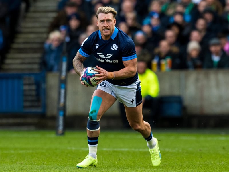 Stuart Hogg in action during his 100th and last appearance for Scotland, against Ireland in the 2023 Guinness Six Nations. He has reversed his decision to retire. (Photo by Ross Parker / SNS Group)