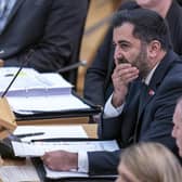 Scotland's First Minister Humza Yousaf during First Minster's Questions (FMQ's) at the Scottish Parliament in Holyrood, Edinburgh.