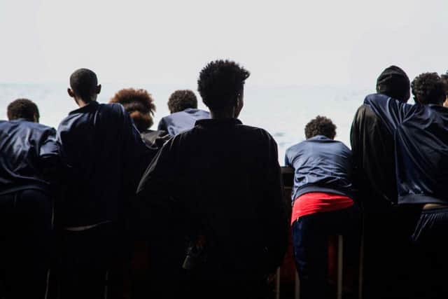 Aber an unaccompanied minor from Ethiopia stands on the deck of the Geo Barents, an ambulance boat deployed by Medecins Sans Frontieres (Docteurs Without Borders) in the Mediterranean Sea. The 16-year-old was rescued on April 23 off the coast of Libya, pulled from a dinghy with 101 people on board.