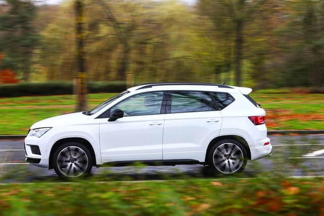 The Cupra Ateca is lower and more aggressive looking that its Seat equivalent