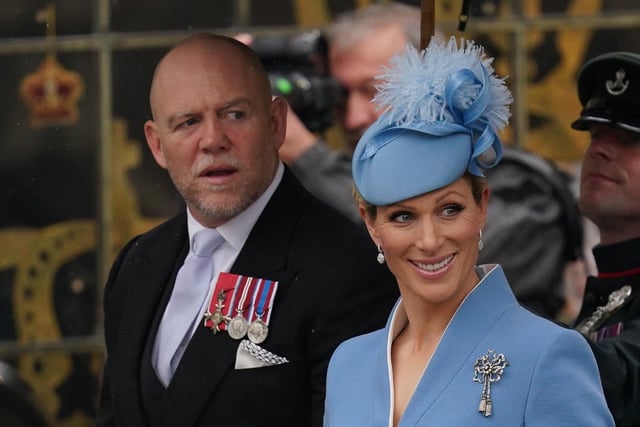 Mike and Zara Tindall arriving ahead of the coronation ceremony of King Charles III and Queen Camilla at Westminster Abbey, central London