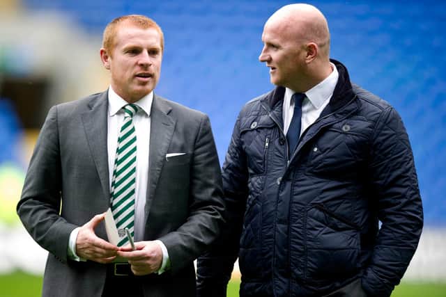 John Hartson (right) says the time has come for his former Celtic team mate Neil Lennon to leave the club.