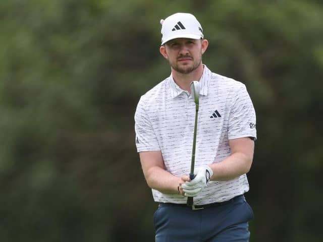 Connor Syme sizes up a shot in the opening round of the SDC Championship at St Francis Links in South Africa. Picture: Warren Little/Getty Images.