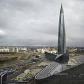 A view of the business tower Lakhta Centre, the headquarters of Russian gas monopoly Gazprom in St. Petersburg, Russia, Wednesday, April 27, 2022. Russia's Gazprom state-controlled energy giant said it will shut down the Nord Stream 1 natural gas pipeline to Germany for three days of maintenance starting Wednesday, raising economic pressure on Germany and other European countries that depend on the fuel to power industry, generate electricity and heat homes.